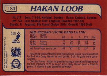 1985-86 O-Pee-Chee #184 Hakan Loob Back