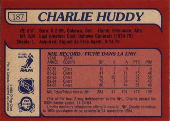 1985-86 O-Pee-Chee #187 Charlie Huddy Back