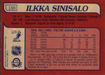 1985-86 O-Pee-Chee #188 Ilkka Sinisalo Back
