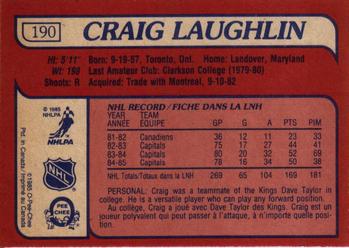 1985-86 O-Pee-Chee #190 Craig Laughlin Back