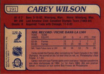 1985-86 O-Pee-Chee #191 Carey Wilson Back