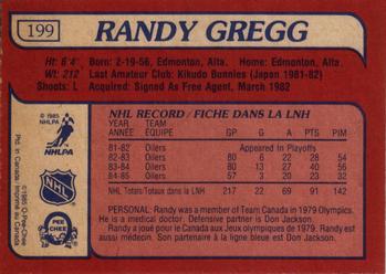 1985-86 O-Pee-Chee #199 Randy Gregg Back