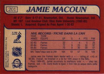 1985-86 O-Pee-Chee #201 Jamie Macoun Back