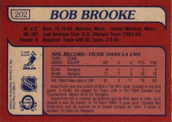 1985-86 O-Pee-Chee #202 Bob Brooke Back