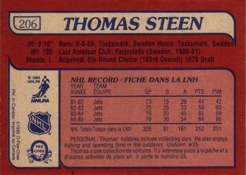 1985-86 O-Pee-Chee #206 Thomas Steen Back