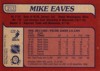 1985-86 O-Pee-Chee #213 Mike Eaves Back