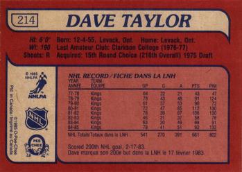 1985-86 O-Pee-Chee #214 Dave Taylor Back