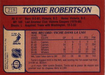 1985-86 O-Pee-Chee #218 Torrie Robertson Back