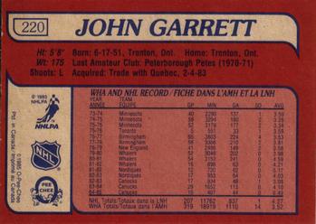 1985-86 O-Pee-Chee #220 John Garrett Back