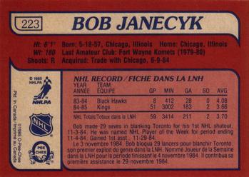 1985-86 O-Pee-Chee #223 Bob Janecyk Back