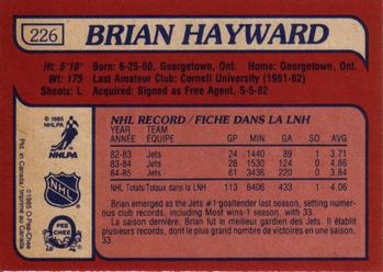 1985-86 O-Pee-Chee #226 Brian Hayward Back
