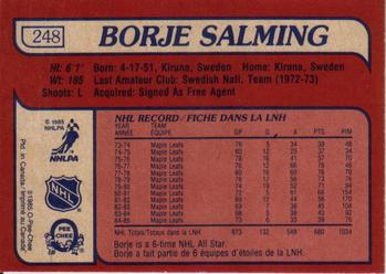 1985-86 O-Pee-Chee #248 Borje Salming Back