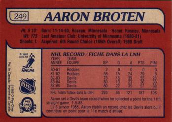 1985-86 O-Pee-Chee #249 Aaron Broten Back