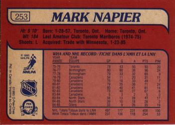 1985-86 O-Pee-Chee #253 Mark Napier Back