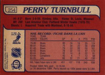 1985-86 O-Pee-Chee #254 Perry Turnbull Back