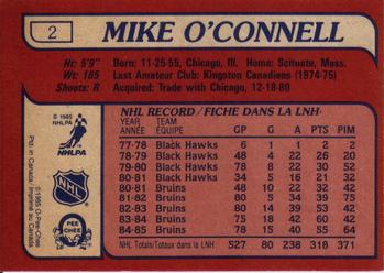 1985-86 O-Pee-Chee #2 Mike O'Connell Back