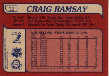 1985-86 O-Pee-Chee #32 Craig Ramsay Back