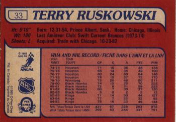 1985-86 O-Pee-Chee #33 Terry Ruskowski Back