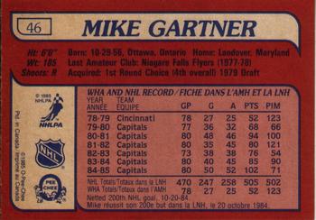 1985-86 O-Pee-Chee #46 Mike Gartner Back