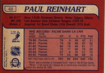 1985-86 O-Pee-Chee #48 Paul Reinhart Back