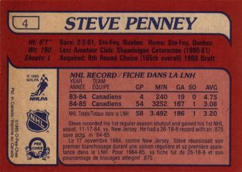 1985-86 O-Pee-Chee #4 Steve Penney Back