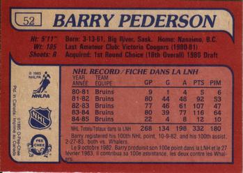 1985-86 O-Pee-Chee #52 Barry Pederson Back