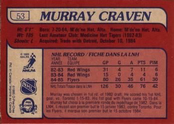 1985-86 O-Pee-Chee #53 Murray Craven Back