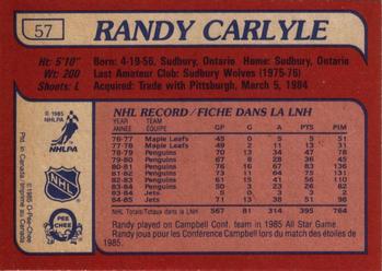 1985-86 O-Pee-Chee #57 Randy Carlyle Back