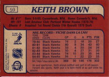1985-86 O-Pee-Chee #59 Keith Brown Back