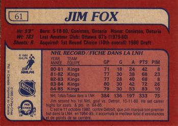 1985-86 O-Pee-Chee #61 Jim Fox Back