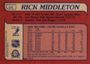 1985-86 O-Pee-Chee #64 Rick Middleton Back