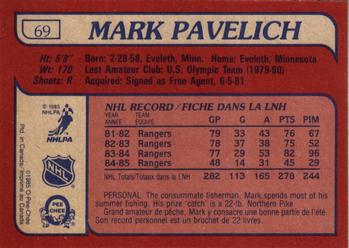 1985-86 O-Pee-Chee #69 Mark Pavelich Back