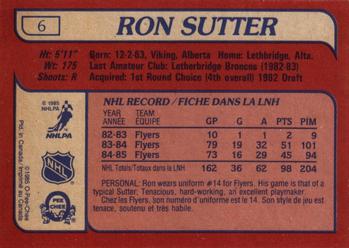 1985-86 O-Pee-Chee #6 Ron Sutter Back