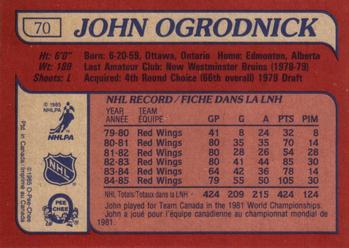 1985-86 O-Pee-Chee #70 John Ogrodnick Back