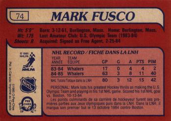 1985-86 O-Pee-Chee #74 Mark Fusco Back