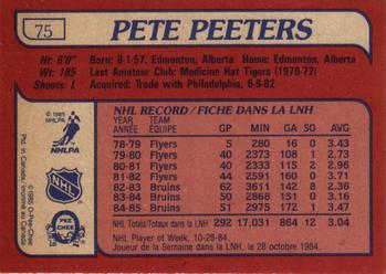 1985-86 O-Pee-Chee #75 Pete Peeters Back