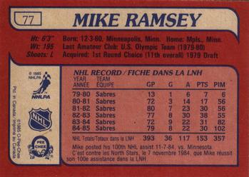 1985-86 O-Pee-Chee #77 Mike Ramsey Back