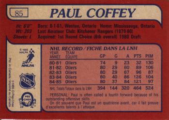 1985-86 O-Pee-Chee #85 Paul Coffey Back