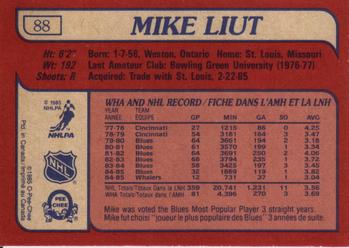 1985-86 O-Pee-Chee #88 Mike Liut Back