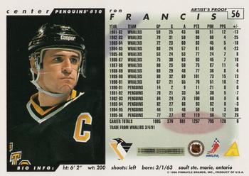 1996-97 Score - Special Artist's Proofs #56 Ron Francis Back