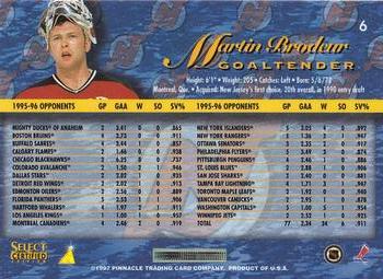 1996-97 Select Certified - Artist's Proofs #6 Martin Brodeur Back