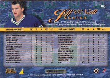 1996-97 Select Certified - Blue #90 Jeff O'Neill Back