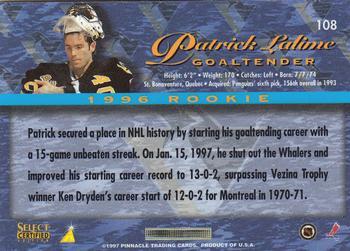 1996-97 Select Certified - Blue #108 Patrick Lalime Back