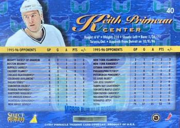 1996-97 Select Certified - Mirror Blue #40 Keith Primeau Back