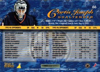 1996-97 Select Certified - Mirror Blue #66 Curtis Joseph Back