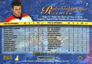 1996-97 Select Certified - Mirror Gold #7 Rob Niedermayer Back