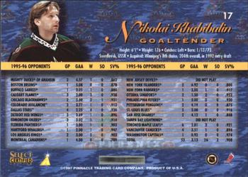 1996-97 Select Certified - Red #17 Nikolai Khabibulin Back
