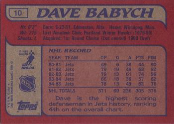 1985-86 Topps #10 Dave Babych Back