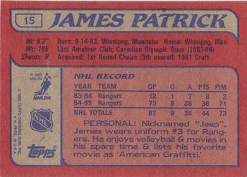 1985-86 Topps #15 James Patrick Back