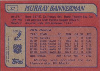 1985-86 Topps #27 Murray Bannerman Back